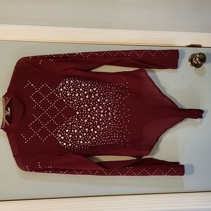 Nwot, super cute maroon with silver sequins bodysuit.